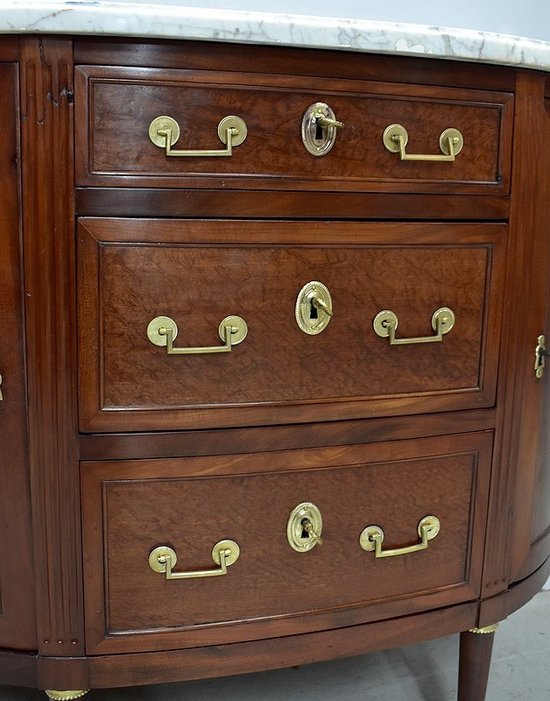 Credenza piccola - Comò Demi-Lune in mogano, periodo Luigi XVI - XVIII secolo