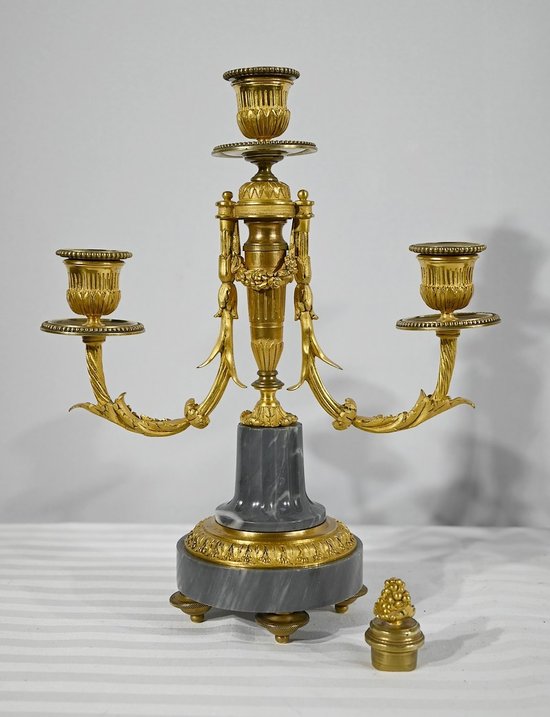 Pair of Bronze and Marble Candelabra - Mid 19th Century