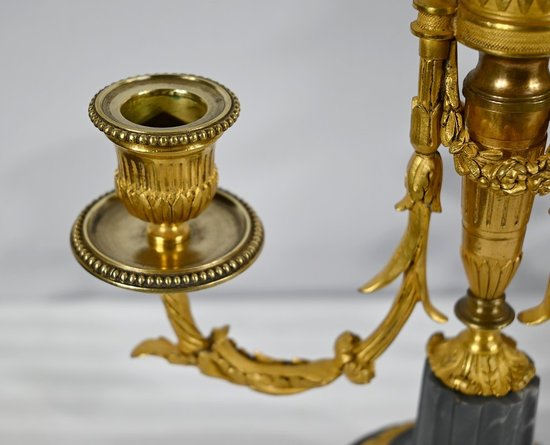 Pair of Bronze and Marble Candelabra - Mid 19th Century