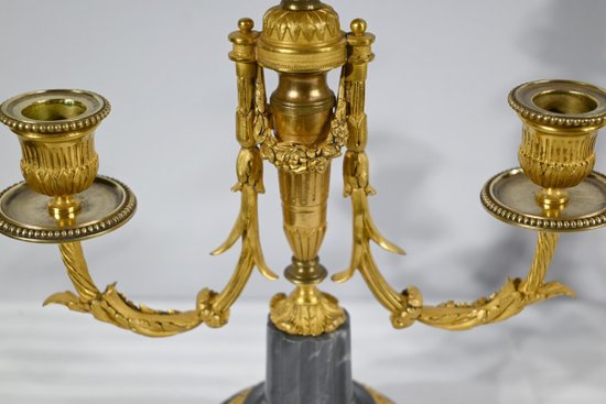 Pair of Bronze and Marble Candelabra - Mid 19th Century