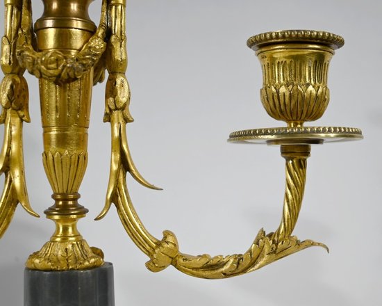 Pair of Bronze and Marble Candelabra - Mid 19th Century