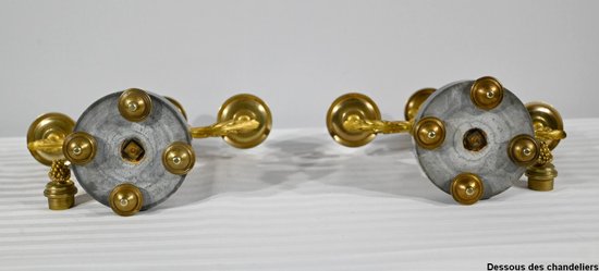 Pair of Bronze and Marble Candelabra - Mid 19th Century