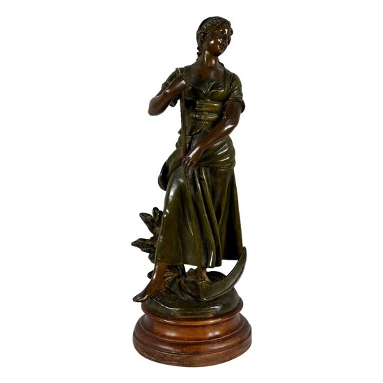 Spelter "Faucheuse", firmato A-J.Scotte - Fine XIX secolo