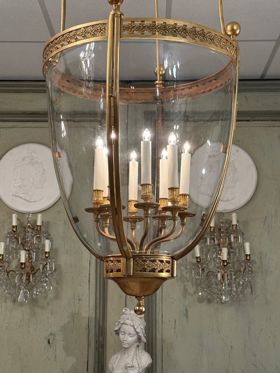 Exceptional Gilt Bronze Lantern Louis XVI Style Circa 1950 (ht 135 cm)
