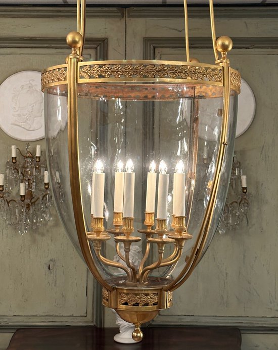 Exceptional Gilt Bronze Lantern Louis XVI Style Circa 1950 (ht 135 cm)