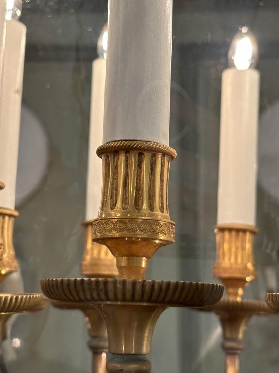 Exceptional Gilt Bronze Lantern Louis XVI Style Circa 1950 (ht 135 cm)