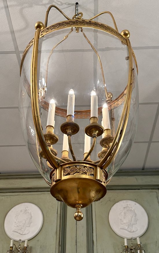Exceptional Gilt Bronze Lantern Louis XVI Style Circa 1950 (ht 135 cm)