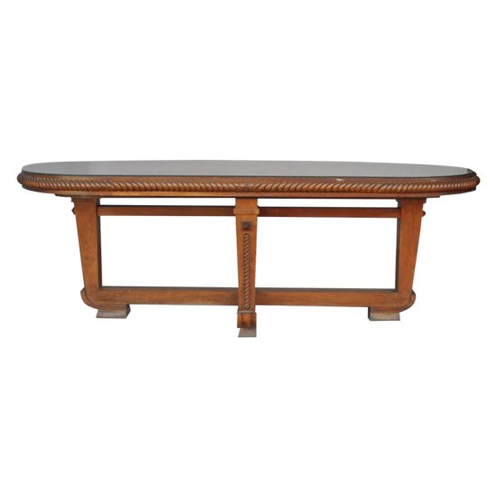 Table Bords Arrondis 1940 En Noyer Art Déco