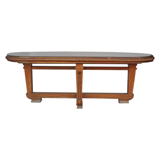 Table Bords Arrondis 1940 En Noyer Art Déco