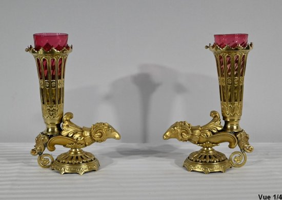 Coppia di vasi Rython in bronzo - I parte del XIX secolo