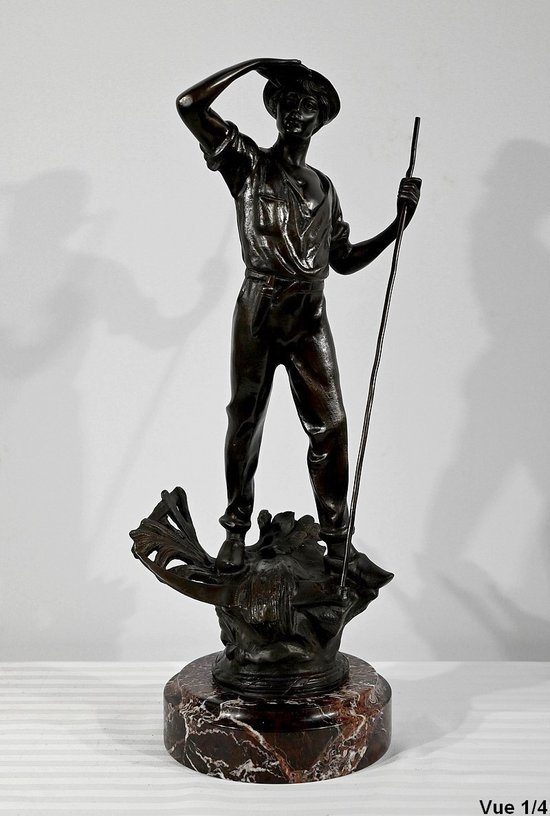 Bronze “The Reaper”, signed E.Aizelin – 2nd part of the 19th century