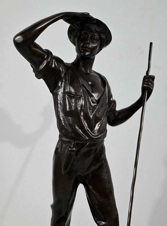Bronze “The Reaper”, signed E.Aizelin – 2nd part of the 19th century