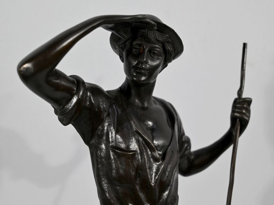 Bronze “The Reaper”, signed E.Aizelin – 2nd part of the 19th century