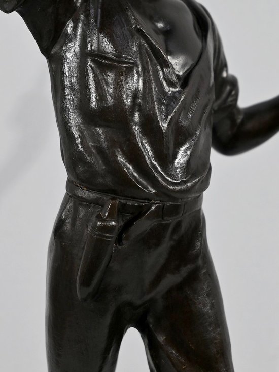 Bronze “The Reaper”, signed E.Aizelin – 2nd part of the 19th century