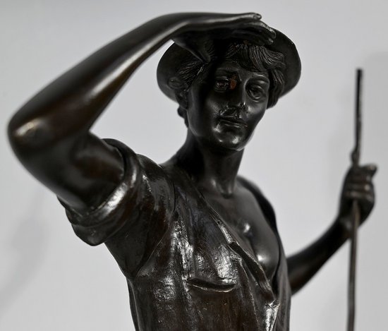 Bronze “The Reaper”, signed E.Aizelin – 2nd part of the 19th century