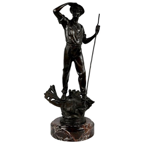 Bronze “The Reaper”, signed E.Aizelin – 2nd part of the 19th century