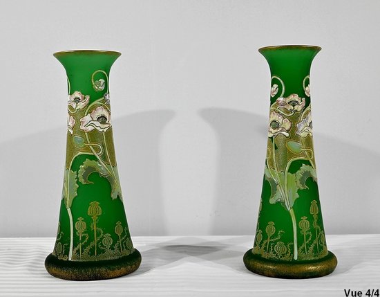 Coppia di Vasi in Pasta Vitrea, Legras, Art Nouveau - Fine XIX secolo