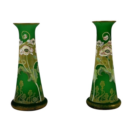 Pair of Glass Paste Vases, Legras, Art Nouveau - Late 19th century