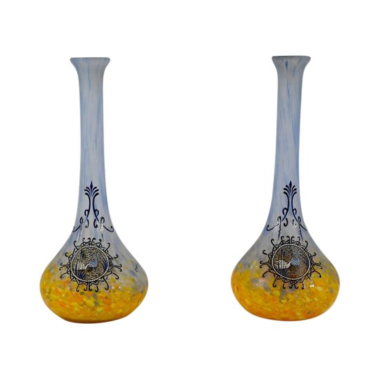 Pair of Glass Paste Vases, signed Legras – Late 19th century