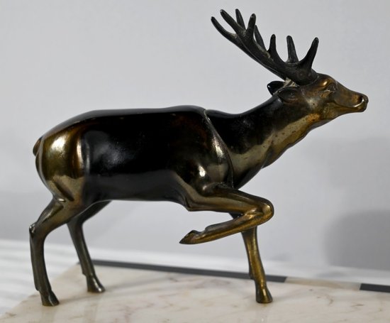 Groupe Cerf, Biche et Faon en Régule - Début XXe