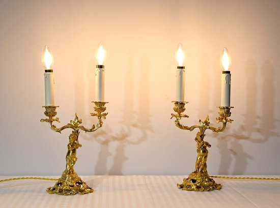 Paire de Chandeliers en Bronze Doré – Fin XIXe