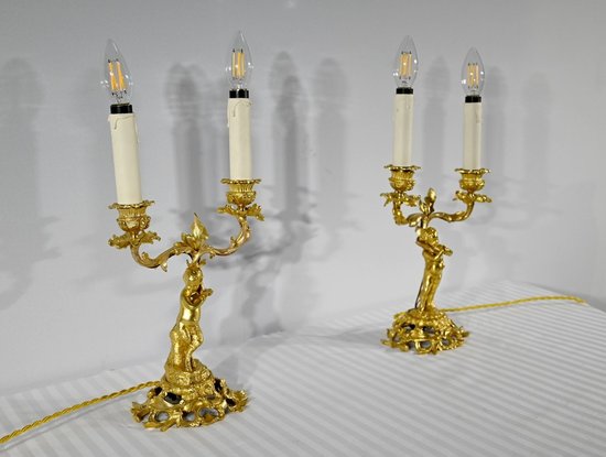 Paire de Chandeliers en Bronze Doré – Fin XIXe