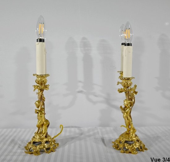 Paire de Chandeliers en Bronze Doré – Fin XIXe