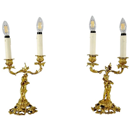 Pair of Gilt Bronze Candlesticks - Late 19th Century