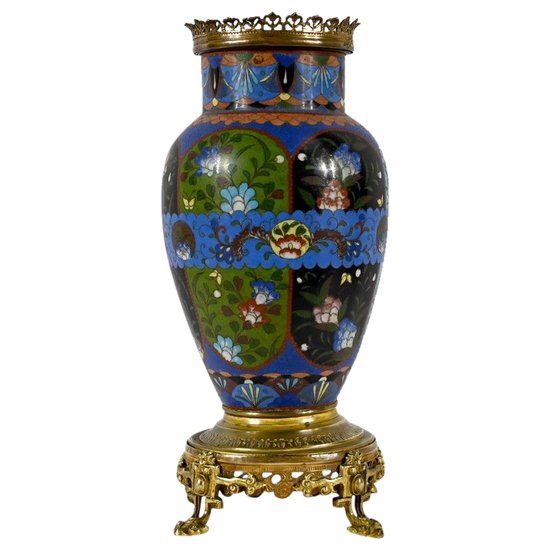 Vase in Gilt Bronze and Enamels - Late 19th Century