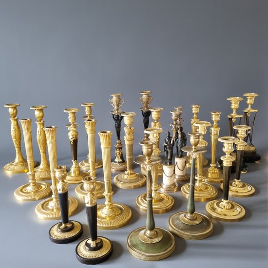 Late 18th century, Pair of Chinese candlesticks, Louis XVI-XVI-Directory period.