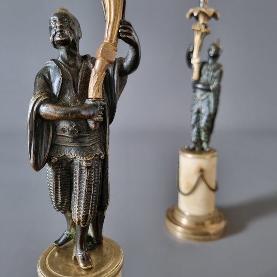Late 18th century, Pair of Chinese candlesticks, Louis XVI-XVI-Directory period.