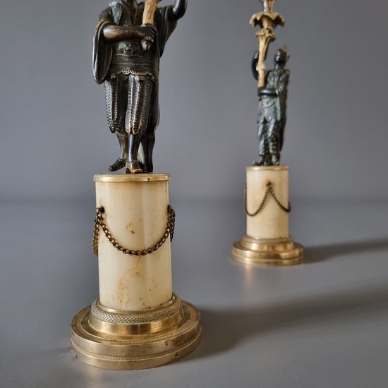 Late 18th century, Pair of Chinese candlesticks, Louis XVI-XVI-Directory period.