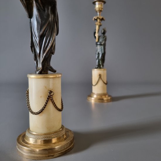 Late 18th century, Pair of Chinese candlesticks, Louis XVI-XVI-Directory period.