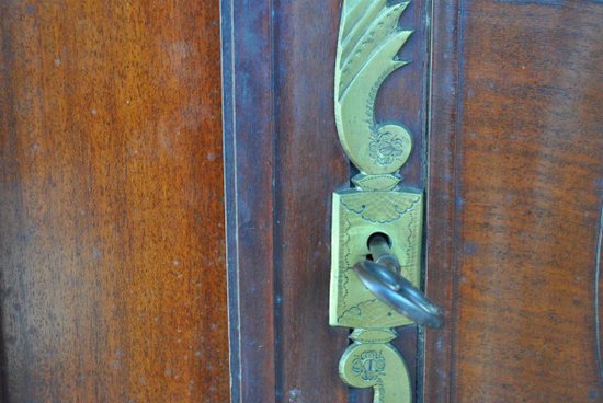 Wardrobe Of Port Louis XV Eighteenth Time In Solid Mahogany