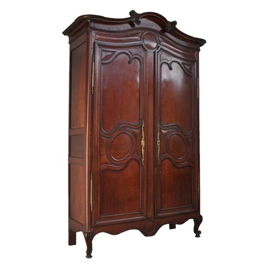 Wardrobe Of Port Louis XV Eighteenth Time In Solid Mahogany