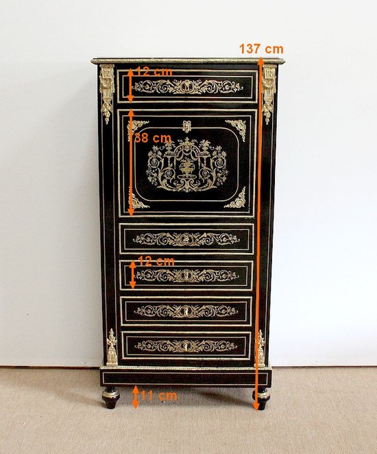 Secrétaire en Bois noirci, époque Napoléon III – XIXe 