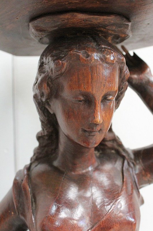 Sculpture in Chestnut forming a planter - End of XIXth century