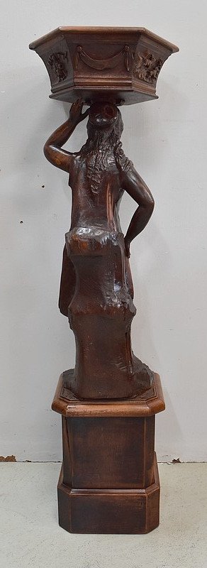 Sculpture in Chestnut forming a planter - End of XIXth century