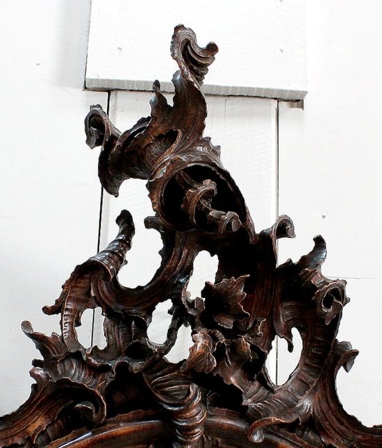 Solid walnut Rocaille mirror, Louis XV style - 1900