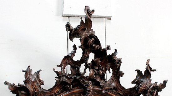 Solid walnut Rocaille mirror, Louis XV style - 1900
