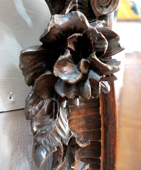 Solid walnut Rocaille mirror, Louis XV style - 1900