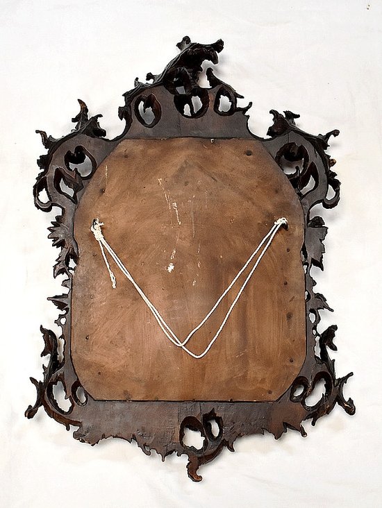 Solid walnut Rocaille mirror, Louis XV style - 1900