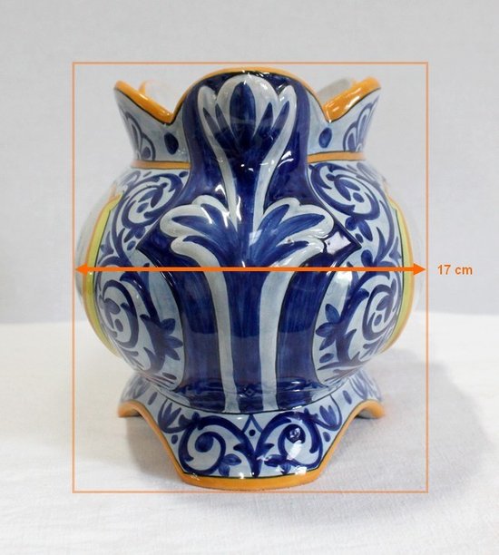 Earthenware planter with polychrome decorations - Early 20th century