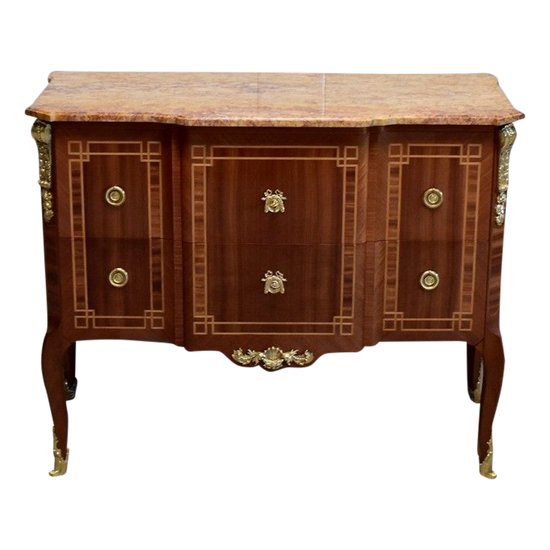 Mahogany chest of drawers, Transitional style Louis XV / Louis XVI - Early XXth century