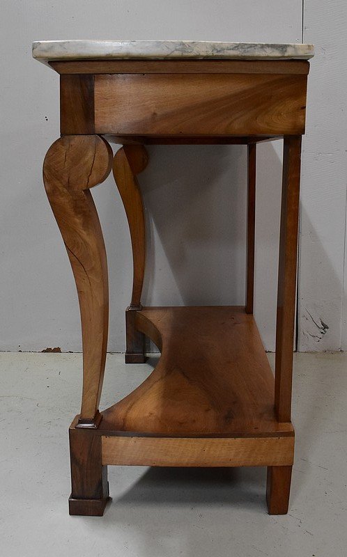 Consolle di proprietà, in noce massiccio, Periodo di restauro - Inizio XIX secolo