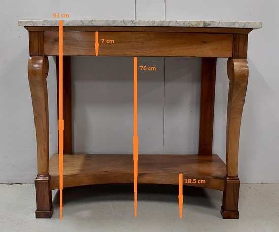 Consolle di proprietà, in noce massiccio, Periodo di restauro - Inizio XIX secolo