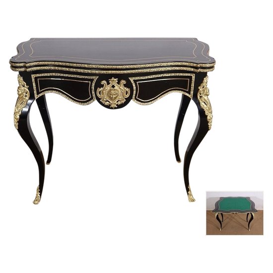 Table à Jeux en Bois noirci, époque Napoléon III – Milieu XIXe