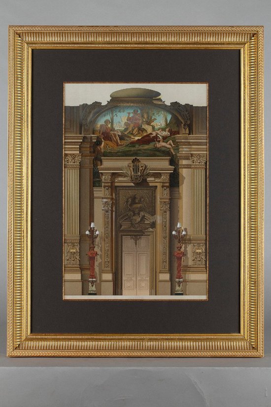 Lithographies "Grand foyer de l'Opéra de Paris",  pour "Le nouvel Opera de Paris", XIXe siècle