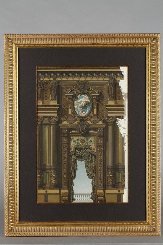 Lithographies "Grand foyer de l'Opéra de Paris",  pour "Le nouvel Opera de Paris", XIXe siècle