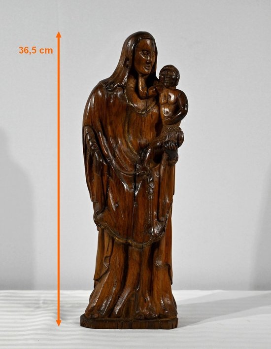 Scultura in Legno di Ulivo "Madonna col Bambino" - Fine XIX secolo